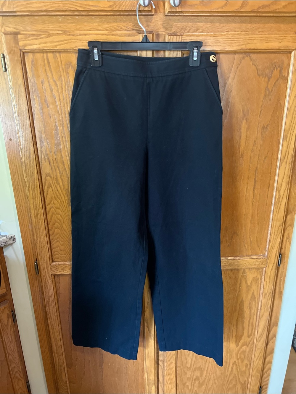 St John Sport Wide Leg Black Denim Pants